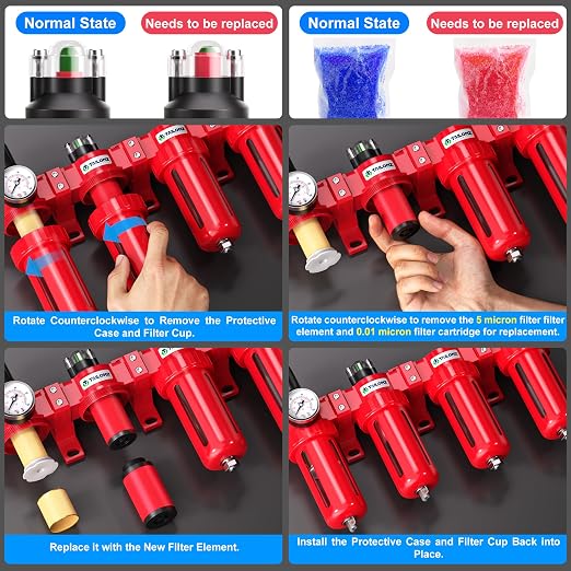 TAILONZ PNEUMATIC 0-150PSI 1/2 Inch NPT Red Industrial Grade 4 Stage Air Drying - Image 4