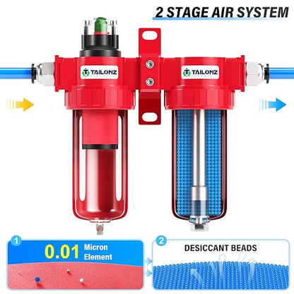 TAILONZ PNEUMATIC 0-150PSI 3/8 Inch NPT Aluminum Alloy Air Filter Drying System - Image 4