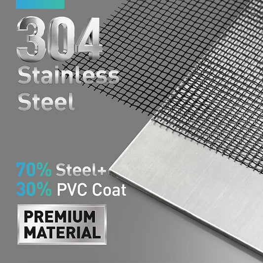 304 Stainless Steel Mesh Window Screen Roll, 47IN x 98.43FT Black Metal Window - Image 2