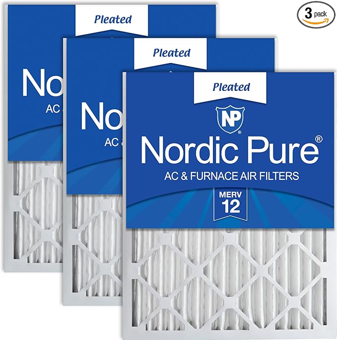 Nordic Pure 25x25x2 Pleated MERV 12 Air Filters 3 Pack by NordicPure