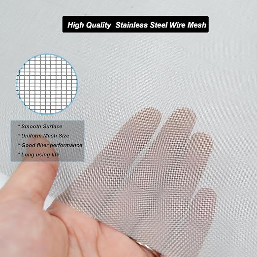 304 Stainless Steel Mesh 100Mesh, 15.7"x47.2" Metal Mesh Screen, Woven Fine - Image 4