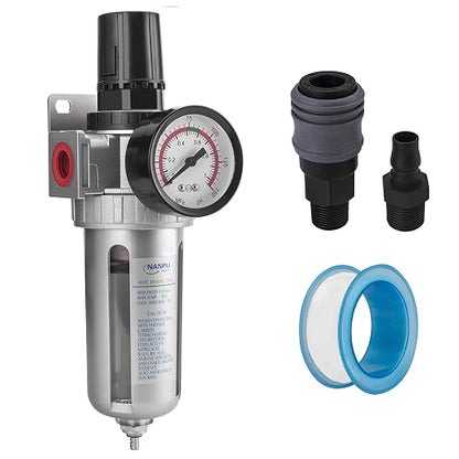 NANPU 3/8" NPT Compressed Air Filter Regulator Combo, Air Filter Pressure by NANPU