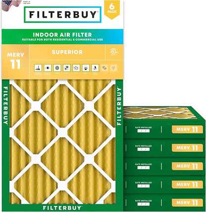 Filterbuy 12x24x2 Air Filter MERV 11 Superior Pet & Allergy Defense, by Filterbuy