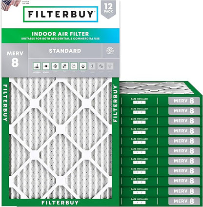 Filterbuy 8x20x1 Air Filter MERV 8 Essential Dust & Allergy Defense, by Filterbuy