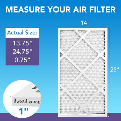 LotFancy 14x25x1 Air Filter MERV 11 6-Pack, Electrostatic Pleated AC Furnace - Image 2