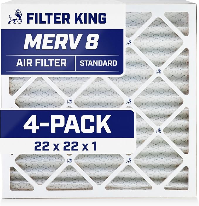 Filter King 22x22x1 Air Filter | 4-PACK | MERV 8 HVAC Pleated A/C Furnace by FilterKing