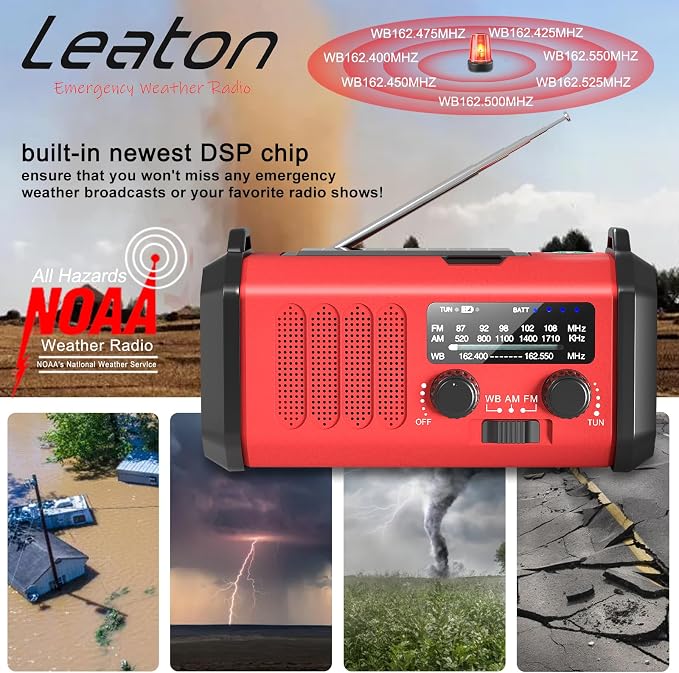 Emergency Radio NOAA Weather Radio Hand Crank & Solar Charging - Image 2