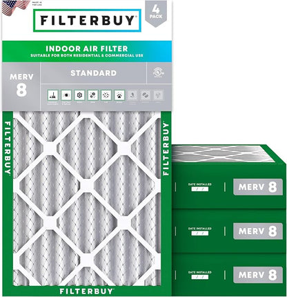 Filterbuy 12x24x4 Air Filter MERV 8 Essential Dust & Allergy Defense, by Filterbuy
