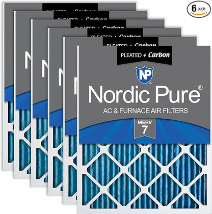 Nordic Pure 24x30x1 Pleated Air Filters MERV 7 Plus Carbon 6 Pack by NordicPure