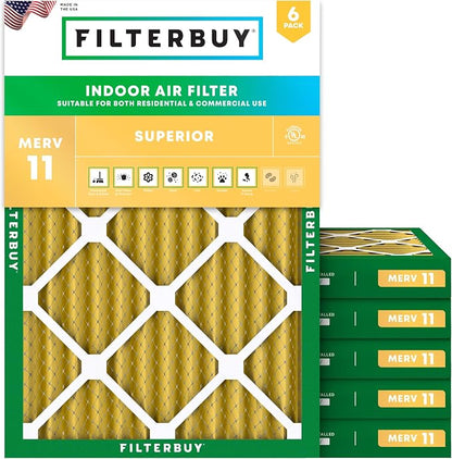 Filterbuy 24x30x2 Air Filter MERV 11 Superior Pet & Allergy Defense, by Filterbuy