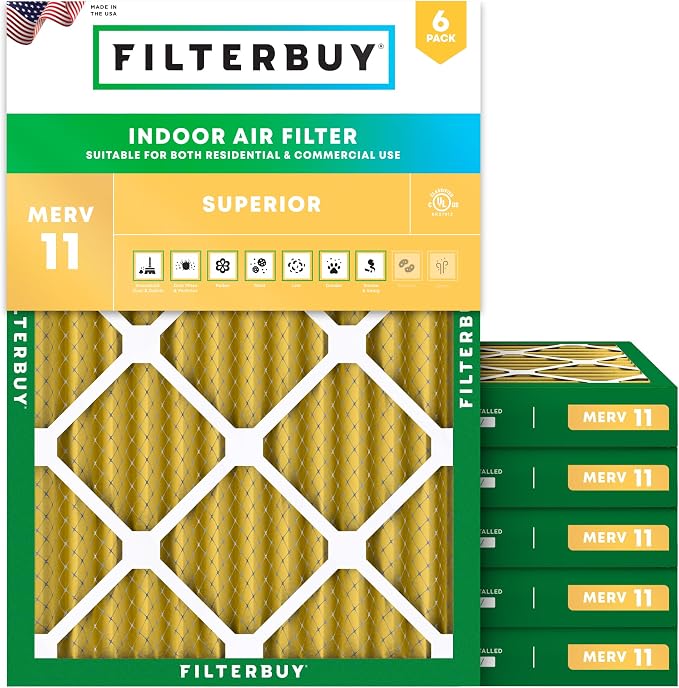 Filterbuy 18x25x2 Air Filter MERV 11 Superior Pet & Allergy Defense, by Filterbuy