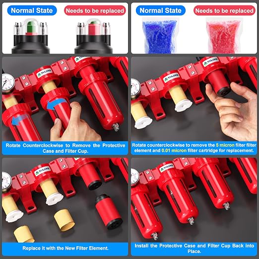 TAILONZ PNEUMATIC 1/2 Inch NPT 0-150 PSI Red Industrial Grade 4 Stage Air - Image 5