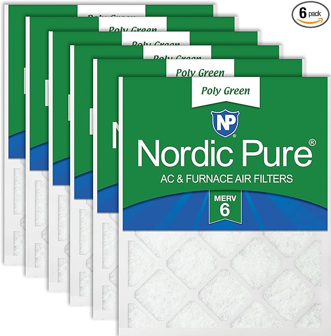 Nordic Pure 12x12x1 Poly Green MERV 6 AC Furnace Air Filters – Reduces Dust by NordicPure