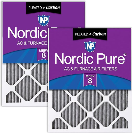 Nordic Pure 12x24x1 Furnace Air Filters MERV 8 Pleated Plus Carbon 2 Pack by NordicPure