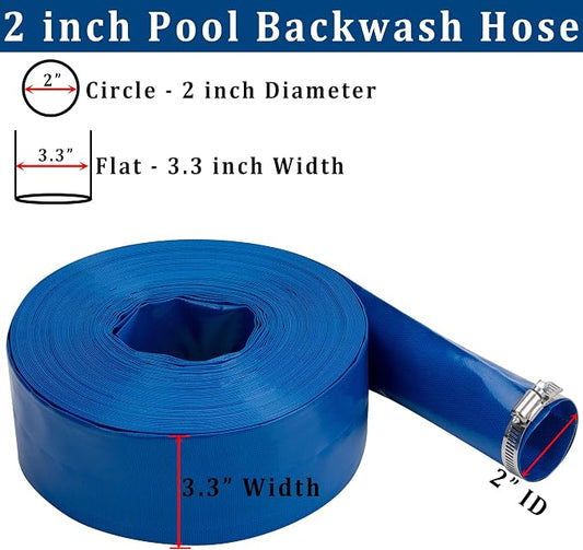 2 in x 25 ft Pool Backwash Hose Heavy Duty Drain Discharge Double PVC Lay flat - Image 2