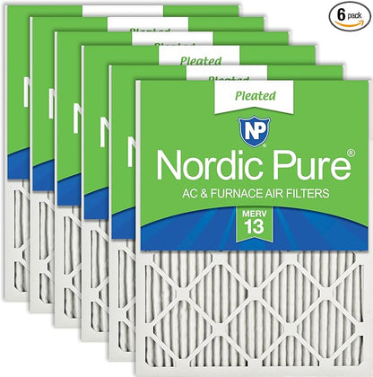 Nordic Pure 15x20x1 Pleated MERV 13 Air Filters 6 Pack by NordicPure