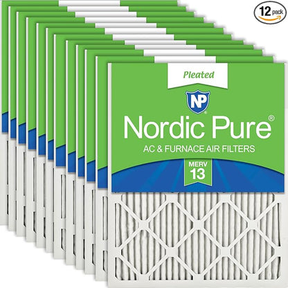 Nordic Pure 18x18x1 Pleated MERV 13 Air Filters 12 Pack by NordicPure