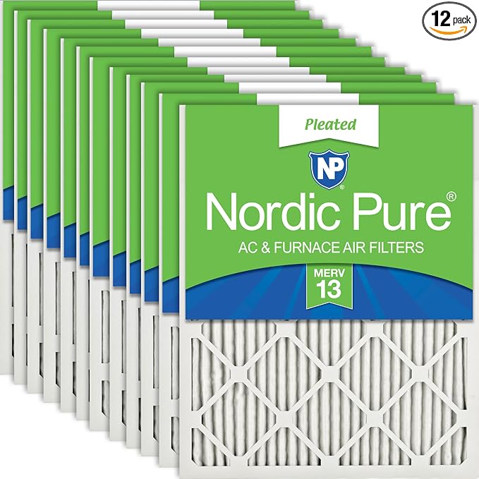 Nordic Pure 12x20x1 Pleated MERV 13 Air Filters 12 Pack by NordicPure