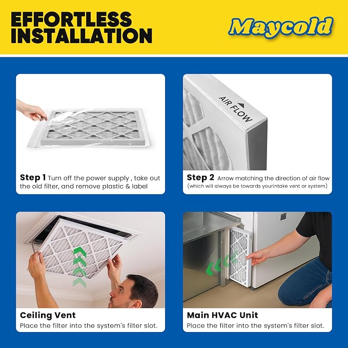 Maycold MERV 8 12x12x1 Furnace Air Filters, Pleated HVAC AC Filters – Actual - Image 7