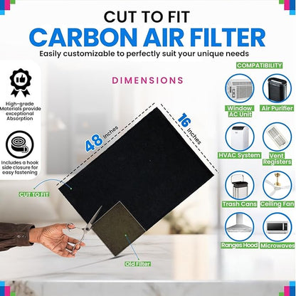 Cut to Fit Activated Carbon Filter Sheet 16” x 48” - Image 3