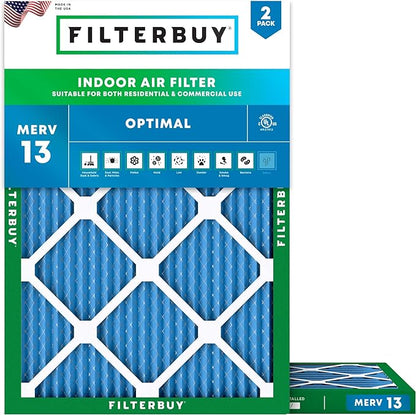 Filterbuy 16.5x21.5x1 Air Filter MERV 13 Optimal Smoke & Allergy Defense by Filterbuy