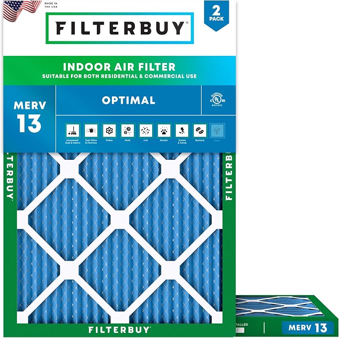 Filterbuy 10x16x1 Air Filter MERV 13 Optimal Smoke & Allergy Defense, by Filterbuy