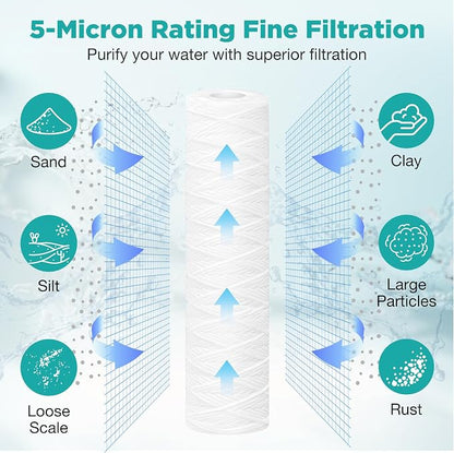 SimPure 5 Micron 10" x 2.5" String Wound Whole House Water Filter Cartridge - Image 3