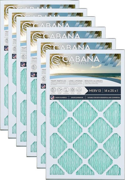 Cabana Filters 6-Pack 14x25x1 MERV 13 AC Furnace Air Filter by CabanaAirFilters