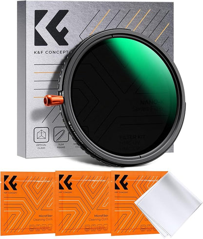 K&F CONCEPT 82mm Black Diffusion Mist Effect 1/4 & Variable ND2-32 & Circular by KFCONCEPT