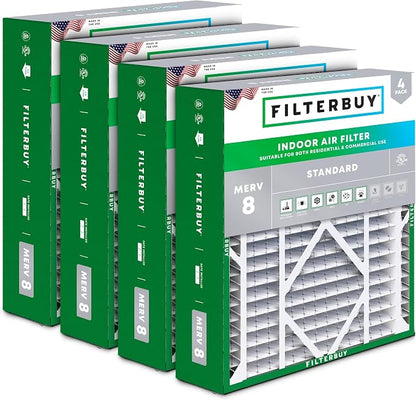 Filterbuy 24x25x5 Air Filter MERV 8 Essential Dust & Allergy Defense, by Filterbuy