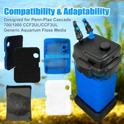 10PCS Replacement Filter Kit for Cascade 700/1000 CCF2UL/CCF3UL Aquarium Floss - Image 2