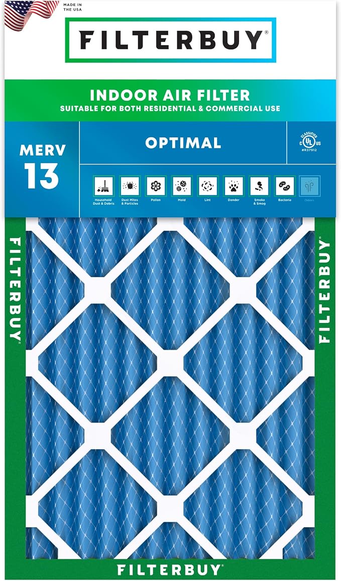 Filterbuy 12x24x2 Air Filter MERV 13 Optimal Smoke & Allergy Defense, by Filterbuy