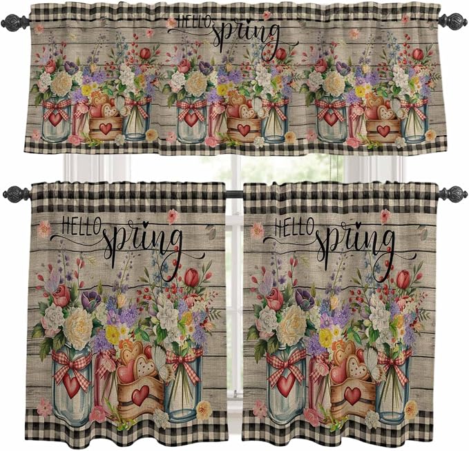Spring Flowers Kitchen Curtains Set 3 Piece by Unknown