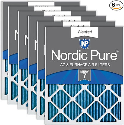 Nordic Pure 20x30x1 Pleated MERV 7 Air Filters 6 Pack by NordicPure