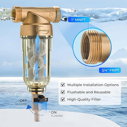 iSpring WSP-200SL Reusable Whole House Spin Down Sediment Water Filter - Image 4