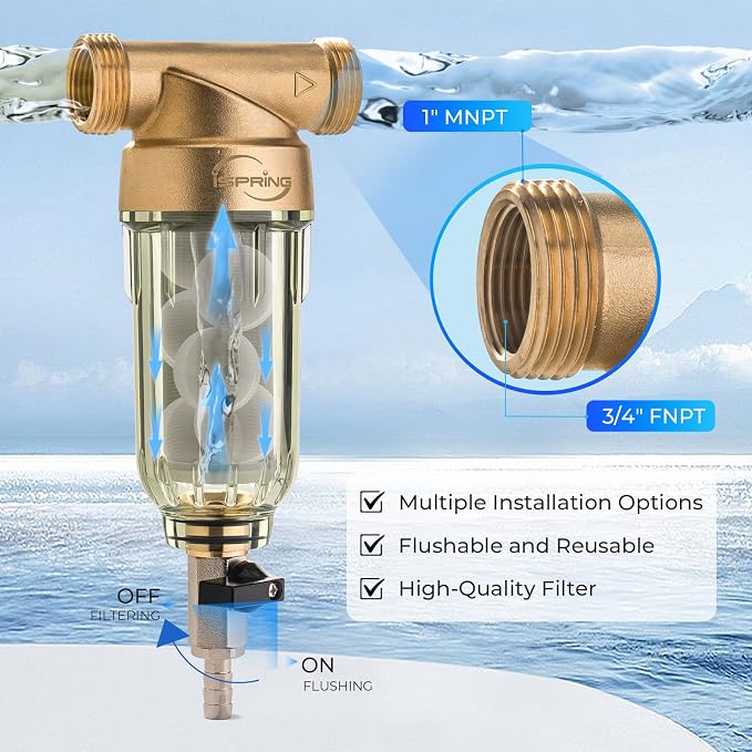 iSpring WSP-500SL Reusable Whole House Spin Down Sediment Water Filter - Image 4