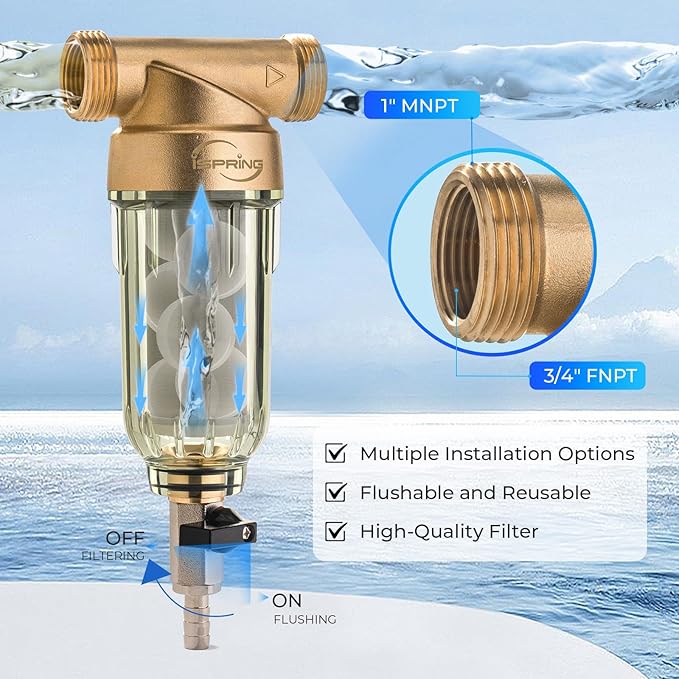 iSpring WSP-50SL Reusable Whole House Spin Down Sediment Water Filter Softener - Image 4
