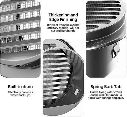 4" in Heavy Duty Thickened 304 Stainless Steel Air Vent Cover Louvered Grille - Image 7