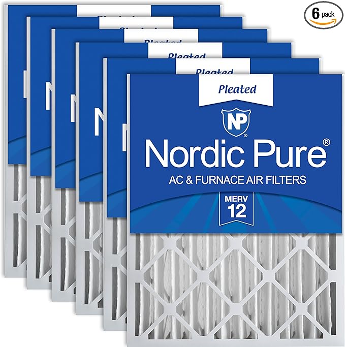 Nordic Pure 16x24x4 Pleated MERV 12 Air Filters 6 Pack by NordicPure