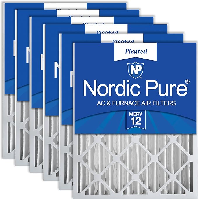 Nordic Pure 20x25x4 Pleated MERV 12 Air Filters 6 Pack by NordicPure