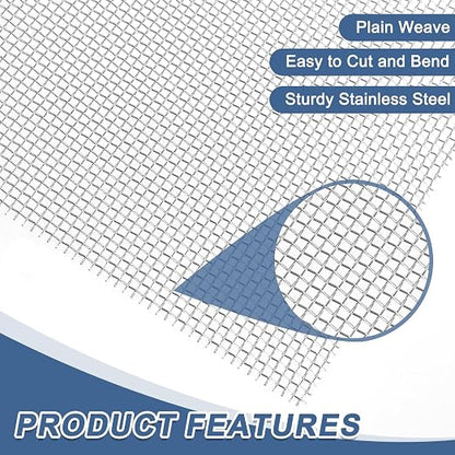 uxcell 10 Mesh 118" x 12" Woven Wire Mesh, 304 Stainless Steel Air Vent Filter - Image 3