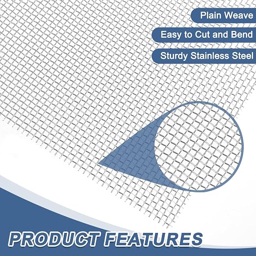 uxcell 14 Mesh 39" x 10" Woven Wire Mesh, 316 Stainless Steel Air Vent Filter - Image 3
