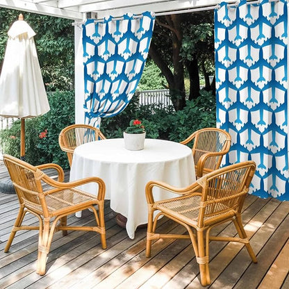 Outdoor Curtains for Patio Waterproof Weatherproof Blue Aircraft Porch Curtains - Image 2
