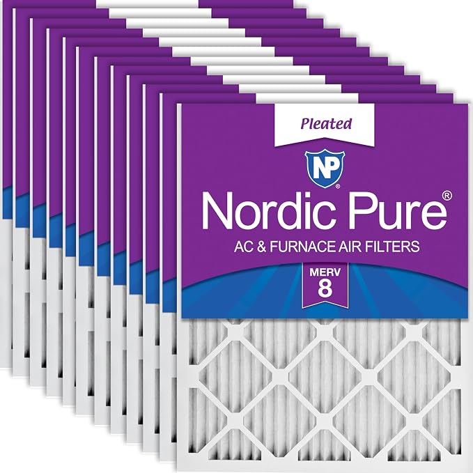 Nordic Pure 12x24x1 Pleated MERV 8 Air Filters 12 Pack by NordicPure