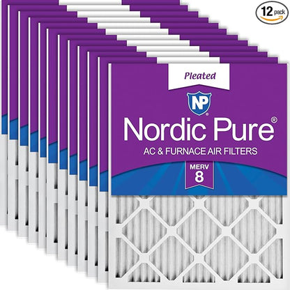 Nordic Pure 16x24x1 Pleated MERV 8 Air Filters 12 Pack by NordicPure