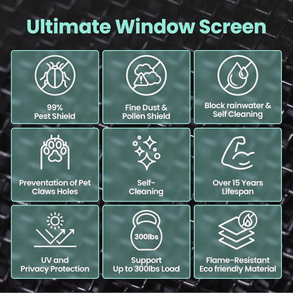 Premium Window Screen DIY KIT 39" 51" Blocks Rain, Pet Scratch, Fine Dust 99% - Image 2