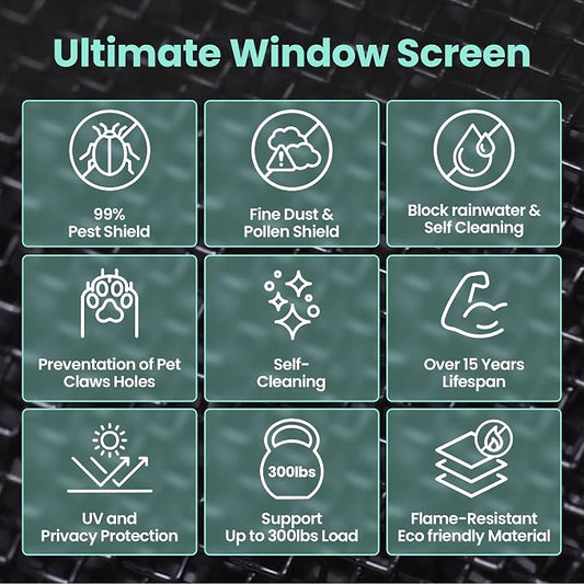 Premium Window Screen DIY KIT 39" 51" Blocks Rain, Pet Scratch, Fine Dust 99% - Image 2