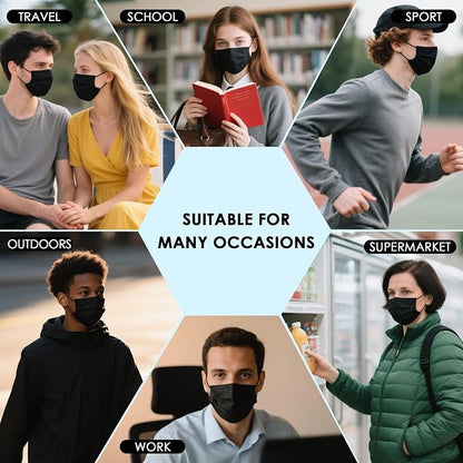 NNPCBT 500PCS 3 ply black disposable masks filter mask - Image 5
