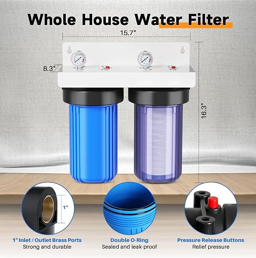 PUREPLUS 2-Stage Whole House Water Filtration System, Iron/Manganese, Taste & - Image 5