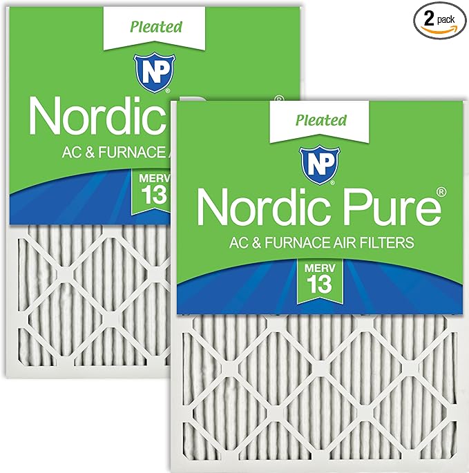 Nordic Pure 24x30x1 Pleated MERV 13 Air Filters 2 Pack by NordicPure